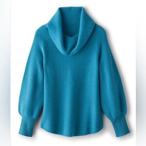 Soft Surroundings Calanthe 100% cashmere cowl neck pullover sweater blue L